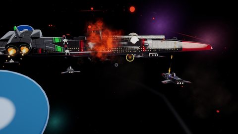 An enemy cruiser exploding