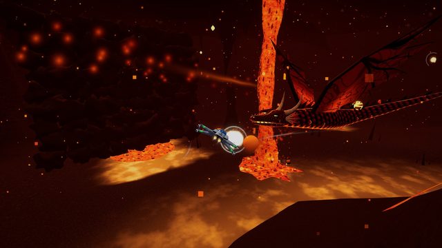 Chasing the Magma Wyrm past a lava fall