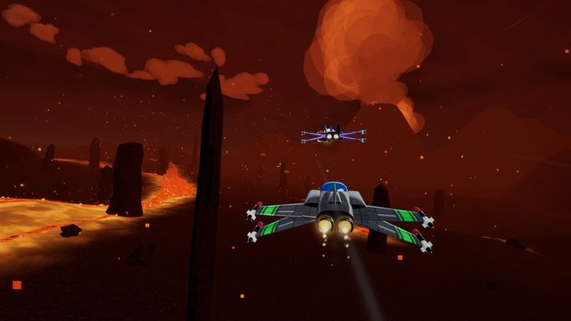 Racing over the lava during the escape